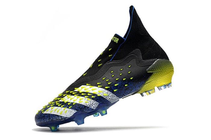 Adidas Predator Freak + FG Soccer Cleats - Black / Team Royal Blue / Solar Yellow / White Football Boots
