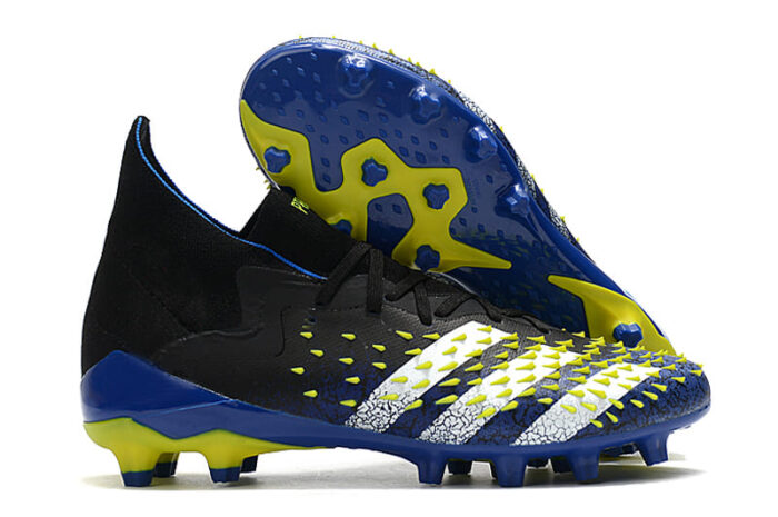 Adidas Predator Freak .1+ AG Soccer Cleats - Black / Team Royal Blue / Solar Yellow / White Football Boots
