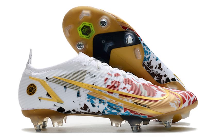 Nike Mercurial Vapor 14 Elite CR110 SG-Pro White Gold Mulitcolor Special Edtion Football Boots